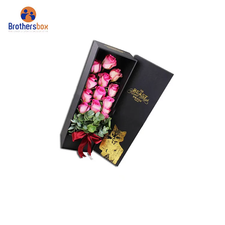 Elegant custom logo heart shaped paper rose packaging box for flowers