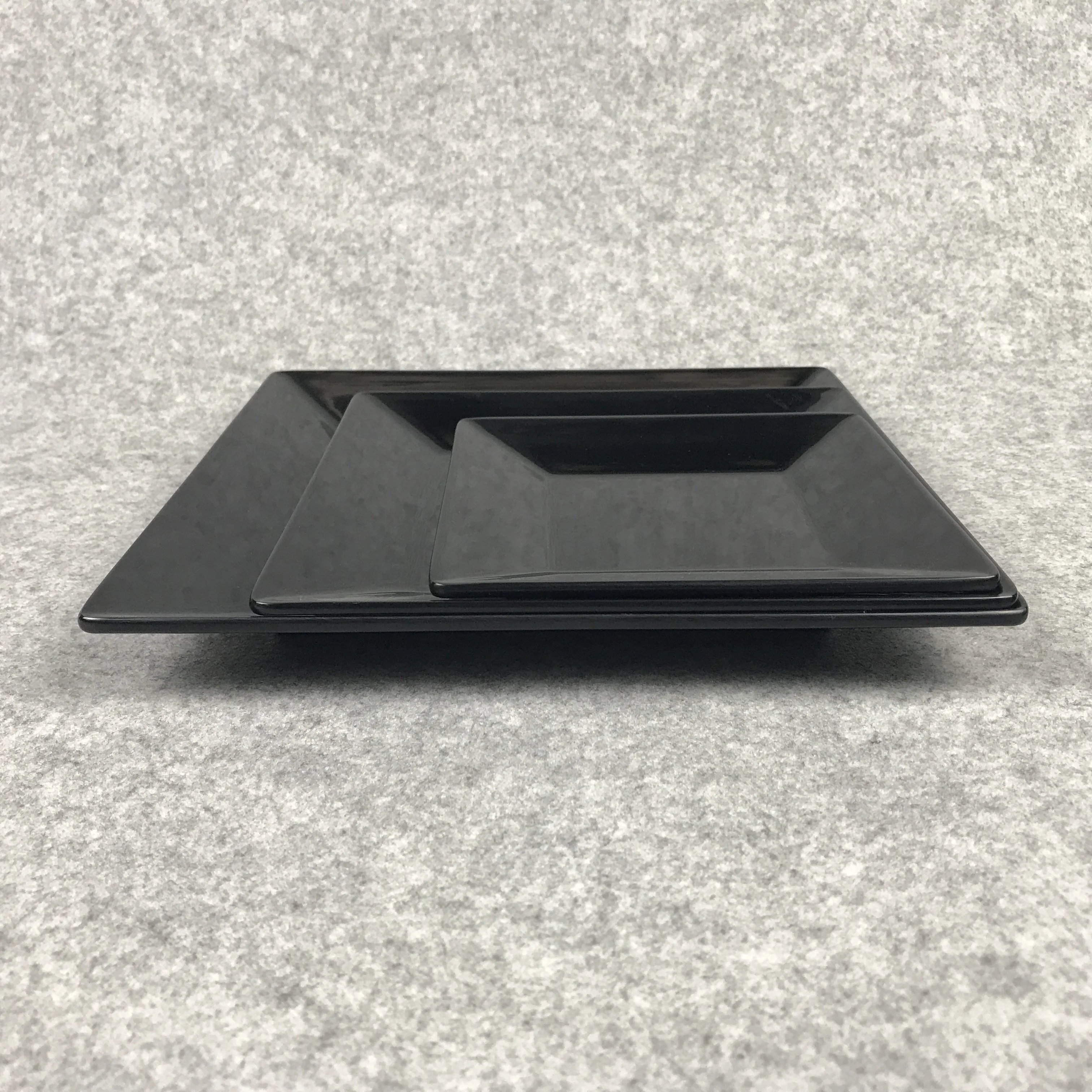8 inch black square dinner display plate