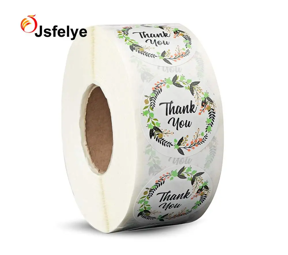 1.5inch Modern Floral Thank You Stickers Beautiful Flower Envelope Sealers Roll Quality Circle Labels