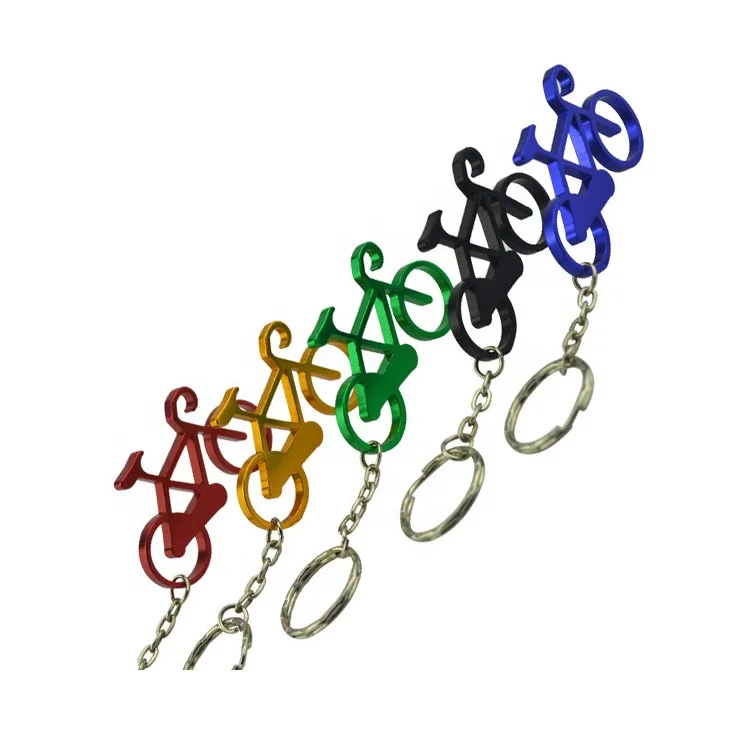 Custom logo print Aluminium alloy bicycle bike shape design bottle opener keychain or key ring for promotional gifts