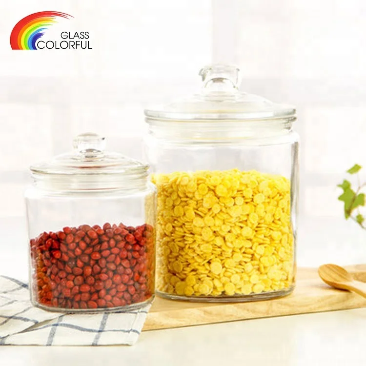 Half gallon round glass storage jar and lids for food candy storage