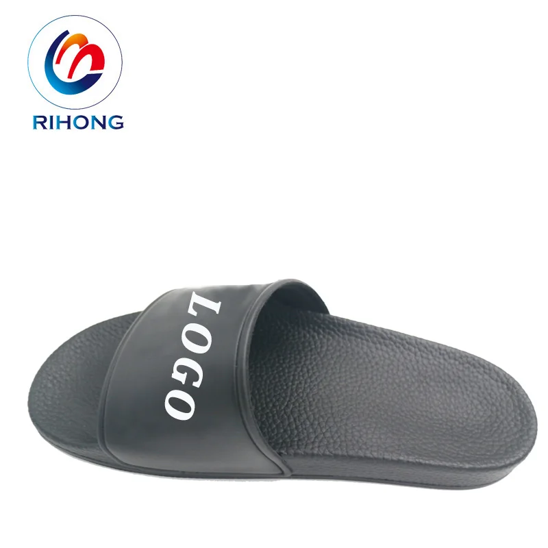 embossed logo custom slide performance pu design men sandal slipper embossed logo custom slide