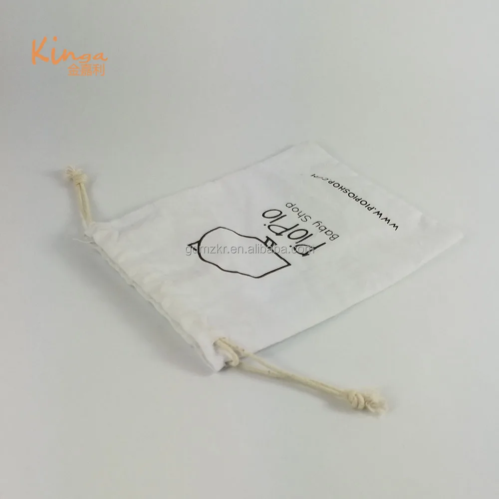 wholesale small plain white cosmetic packing pouch canvas cotton drawstring bag