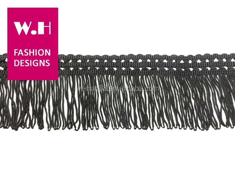
Wholesale leather fringe trim/fashion black tassel fringe for dresses 