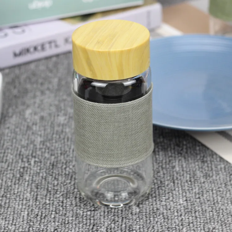 
wholesale high quality custom logo glass water bottle with cover 