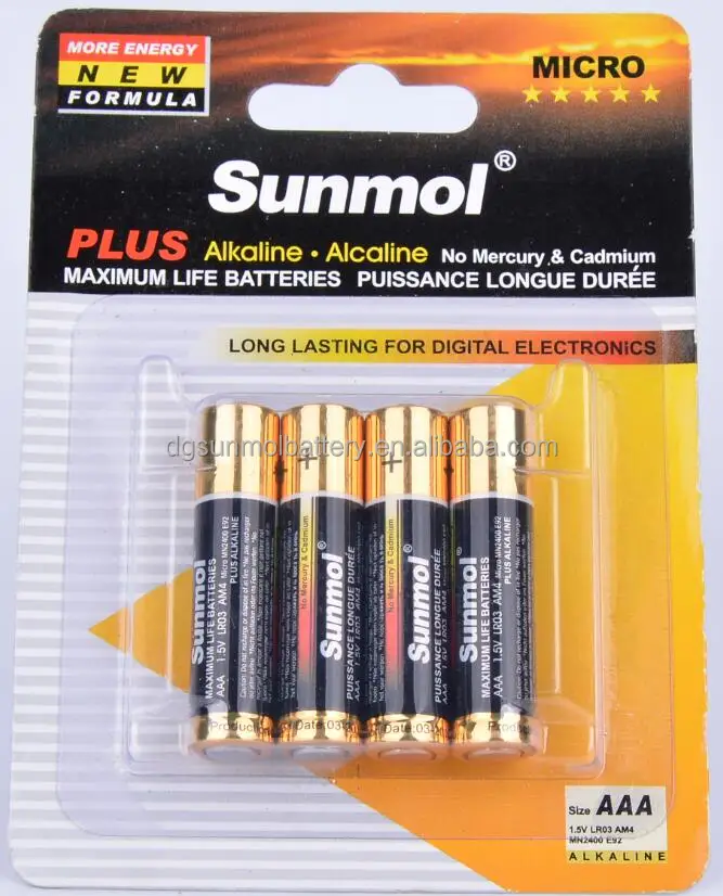 LRO3 Щелочные батареи Размера AAA Ам4 батареи 1.5 В