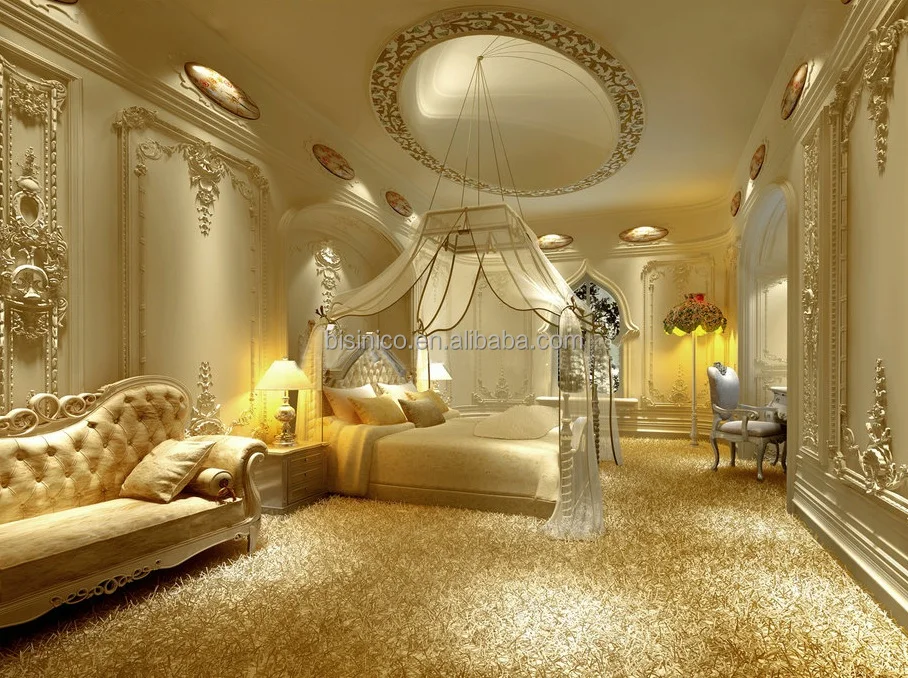 Classical European Style 3D Rendering Design for Master Bedroom of Luxury Villa