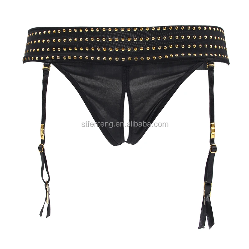 Popular ladies G-string sexy womens hot black transparent panties leather