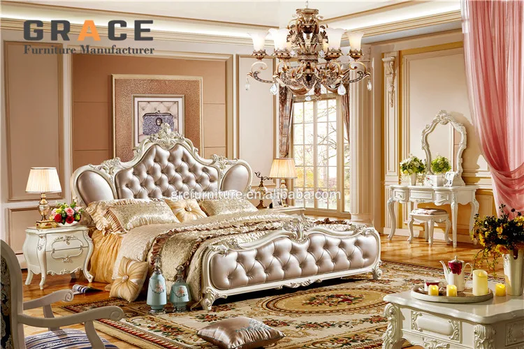 H8801W hotel antique designs of bed and dressing table with almirah