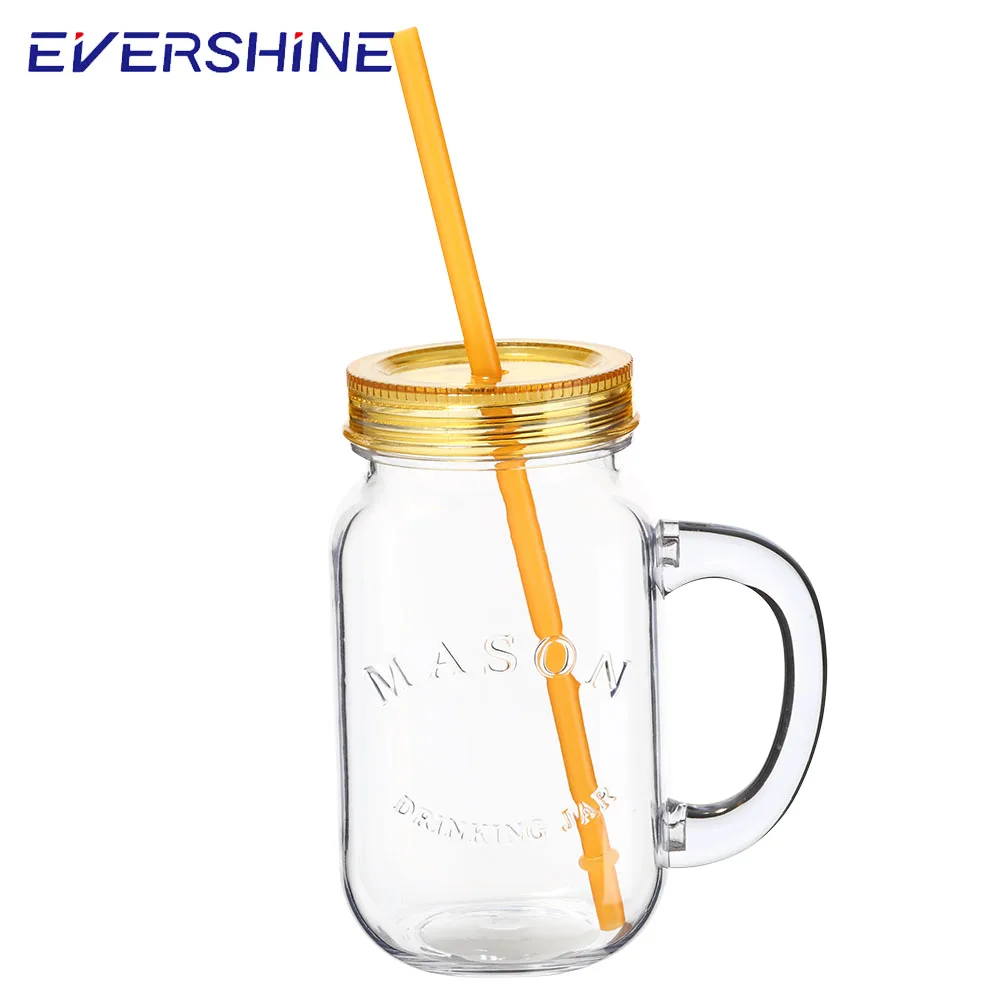 
600ml drinking manufacturer logo blue double wall wide mouth tumbler mini plastic mason jars mugs custom with lid 