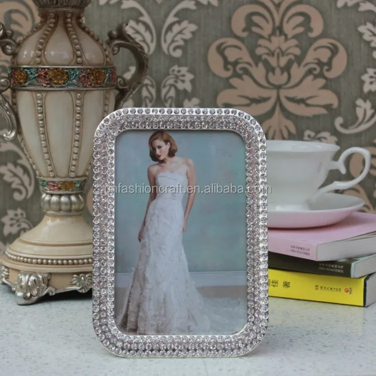silver metal photo frame, jeweled pewter photo frame ,vintage pewter photo frame