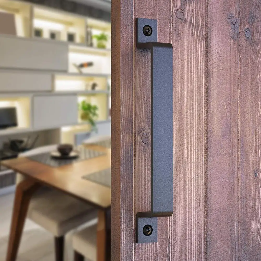 2020 popular cast iron barn door handle black