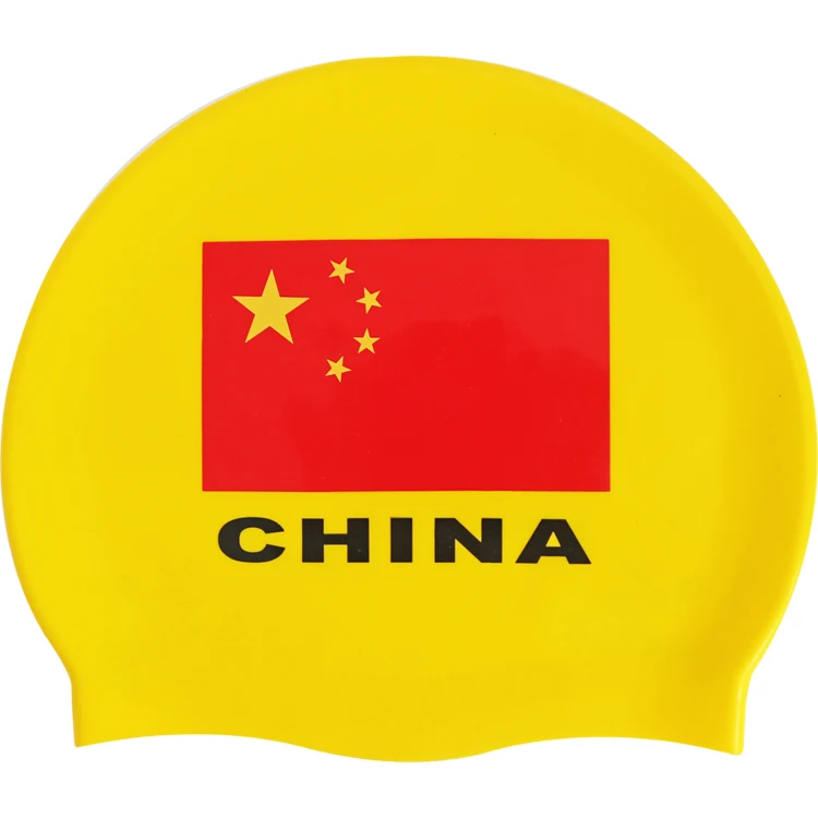 China flag pattern male and female general elastic swimming caps