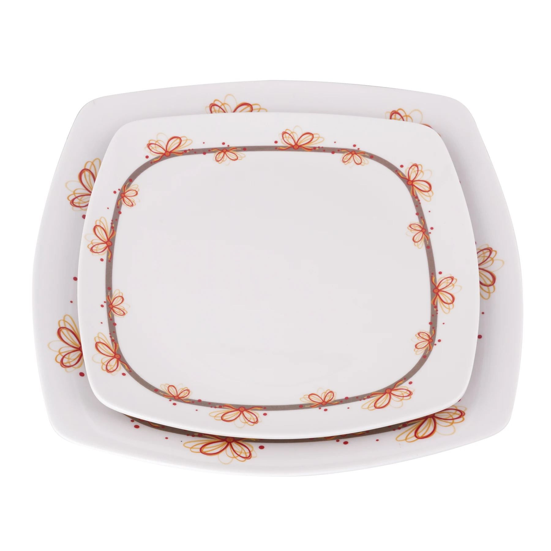 
Customized logo Plastic Melamine square dinner plates set of 2 for hotel 