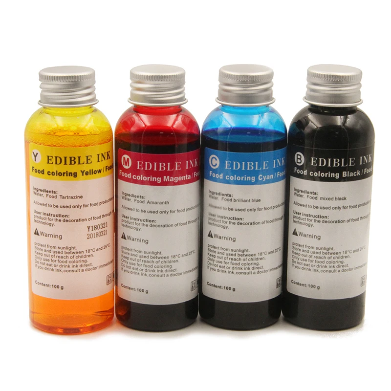 Supercolor 100ML/Bottle 4 Colors Refill Edible Ink For HP 803 Coffee Cake Printer (60749289142)