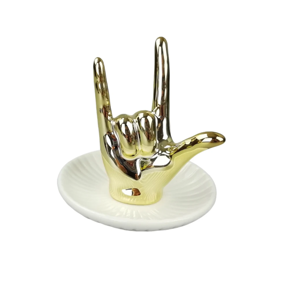 Finger Ceramic Jewelry Storage Tray Earring Trinket Dish  Hand Shape Ring Holder