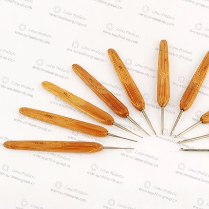 High quality Very fine Crochet Lace Carbonized bamboo handle Crochet Metal hook Bamboo fine Wool Crochet sweater