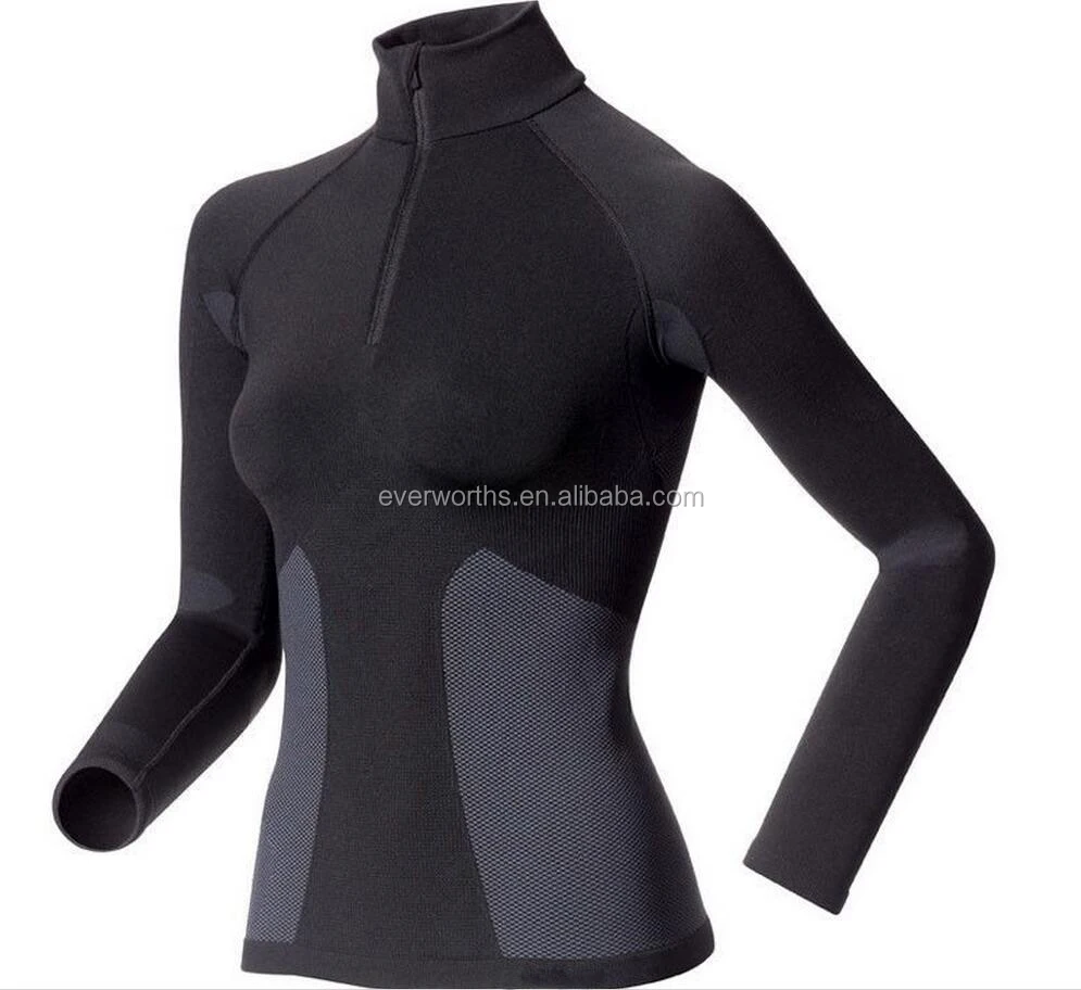 Half zip womens seamless pullover long sleeve running jacket