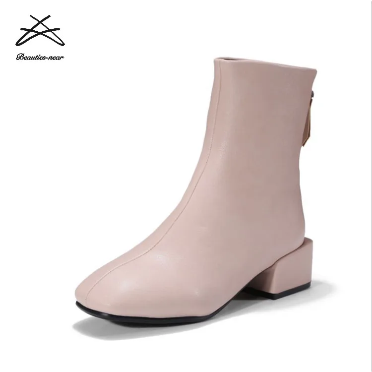 2018 new fashion black leather women winter boots ankle boots for women