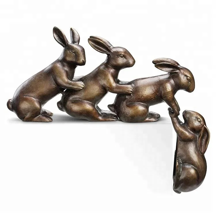 
Bronze Rabbit Tandem Bicycle Bunnies Garden Sculpture Metal Bunny 