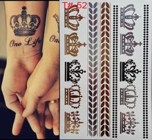 Styles Metallic Tattoo Flash Tattoos Silver Metalic Temporary Tattoo Gold and silver Necklace Imperial crown Tattoo Disposable