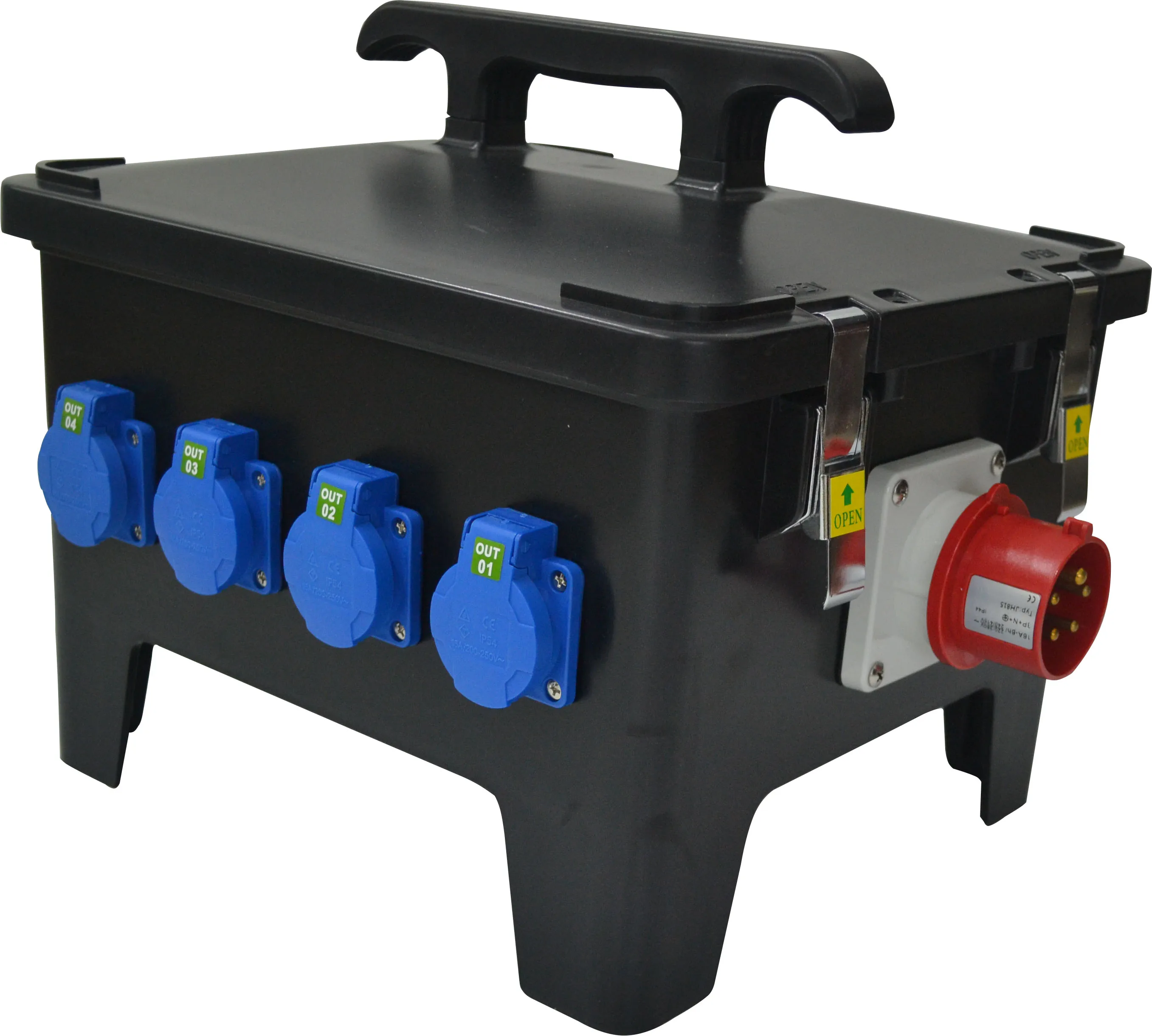 Customized Industrial Distribution Board with Plug and Socket J&h,jiahui JHDB-D0204 ABS+PC Black IP44