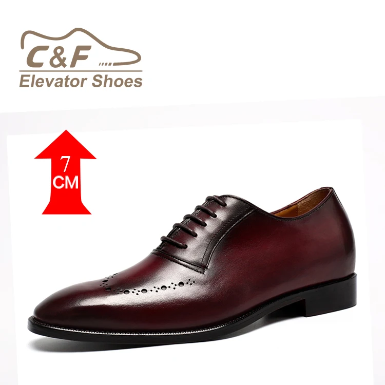 wholesale High End Luxury Height Increasing Footwear Handmade Genuine Leather Elevator Door Shoes Internal heightening 7cm