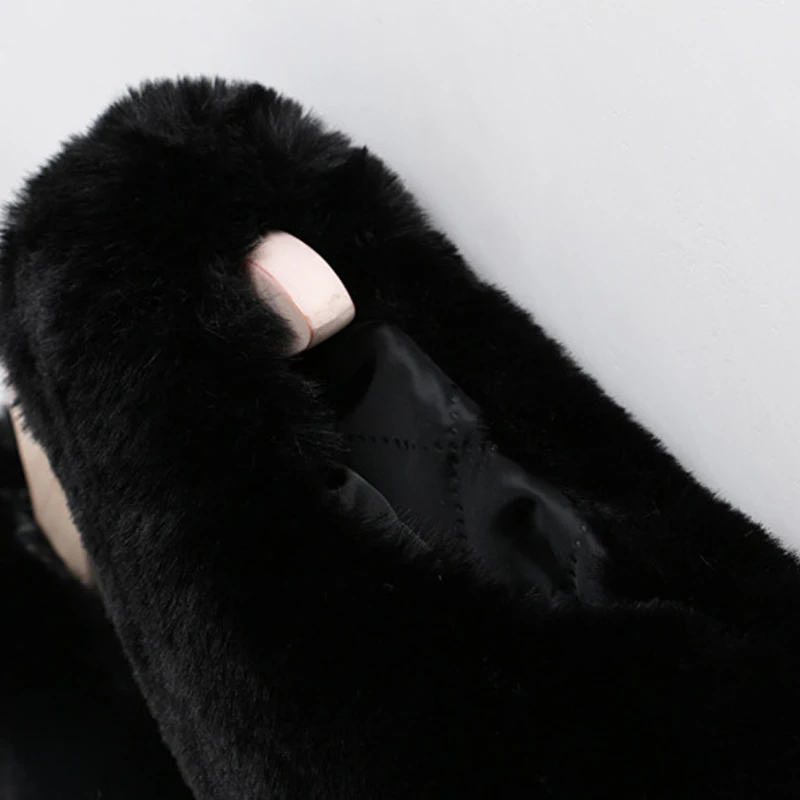 
Black fake rabbit fur vest for children cute fur gilet with tassel 