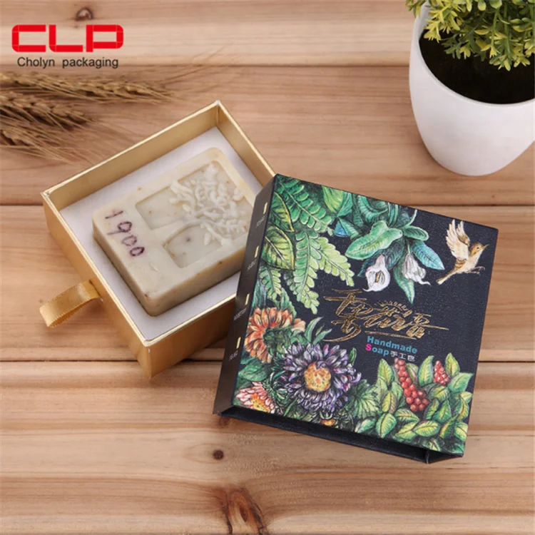 Manufacturer wholesale hand made soap drawer box with logo custom soap bar cardboard packaging gift box with insert tray