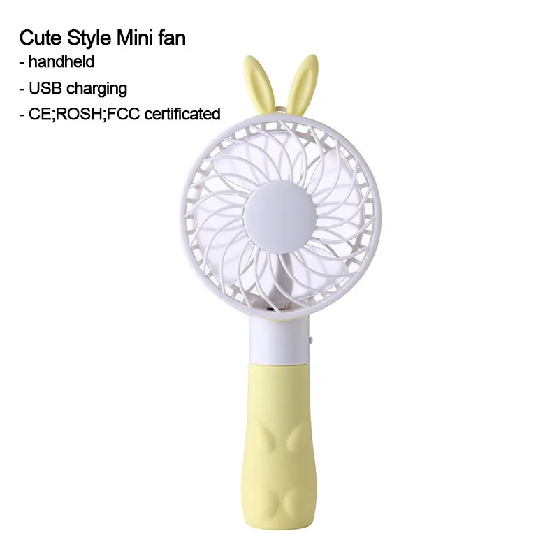 Best selling portable cute rabbit ears hand held electrical outdoor hand rechargeable super USB mini fan