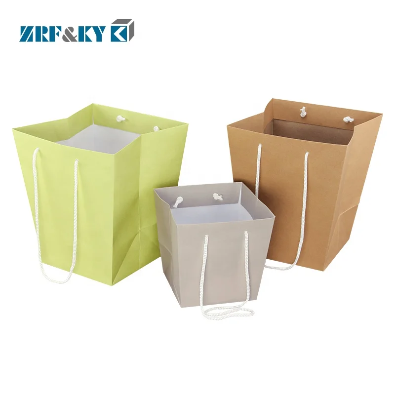 Custom Retail Fresh Flower Packaging Gift Shopping Decorative Paper Tote Bags