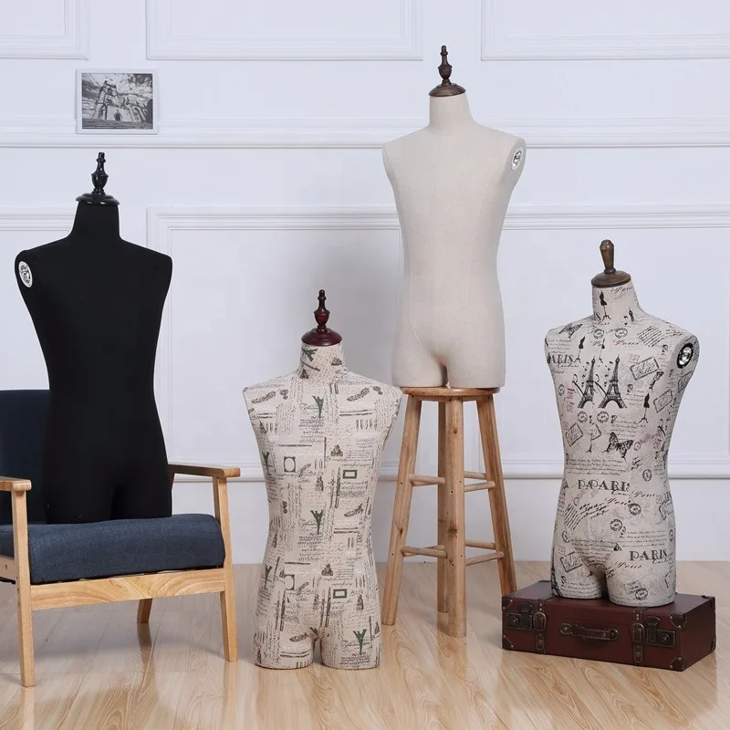 male fashion decorative medium size pattern fabric covered dress forms vintage male mannequin new york on sale