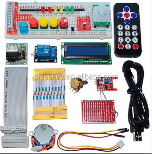 GPIO Electronics starter kit 1602 LCD, IR remote control, LED for Raspberry Pi