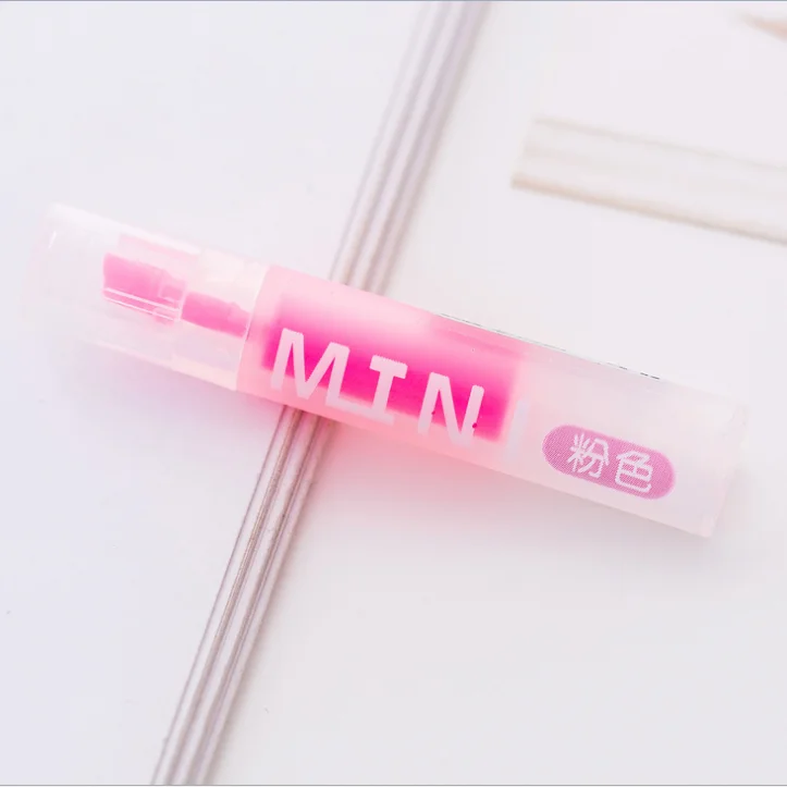 Japanese and Korean popular milk serie transparent pen body colorful package packaging mini highlighter pen