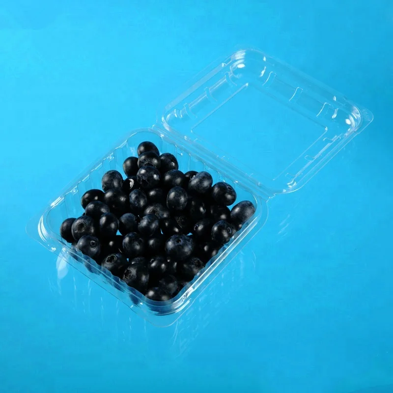 Disposable Clamshell Plastic Blueberry Container Clear PET Packing Box For Fruit Raspberry Food Grade