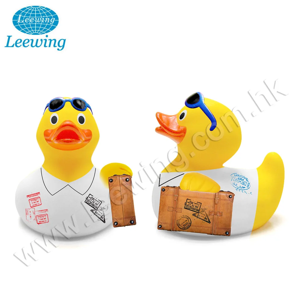 Hot Sale Plastic PVC Vinyl Customized Bath Toy for Kids Summer Logo Printed Rubber Duck with Sunglasses