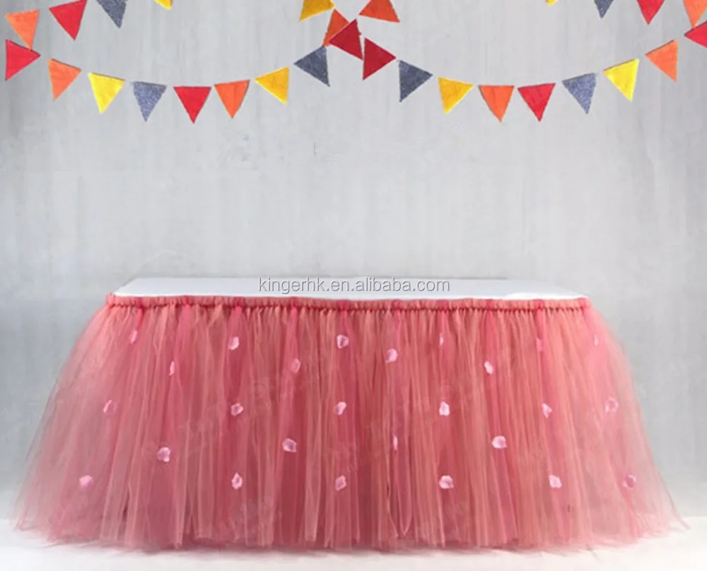 
Elegent wedding table skirts tutu tully for birthday party events decoration 
