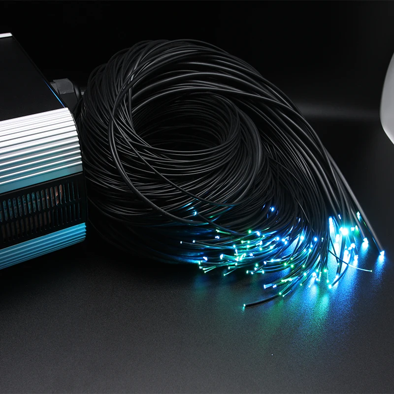 Amazon hot sale mitsubishi PEOF-2.0mm pmma end glow fiber optic cable with black jacket diy led pool light kits