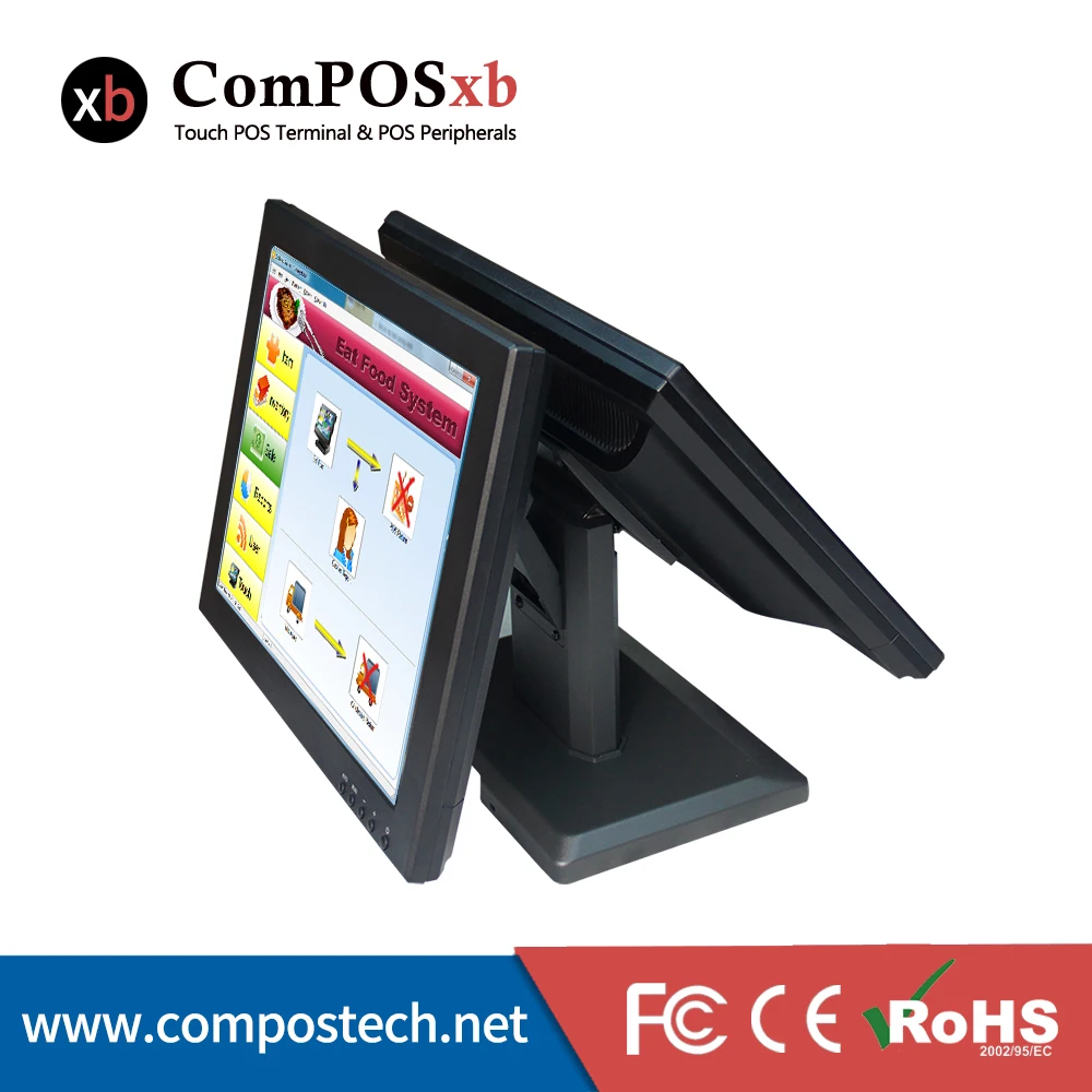 Great quality Dual screen display 15 inch touch monitor LED touch screen monitor for business