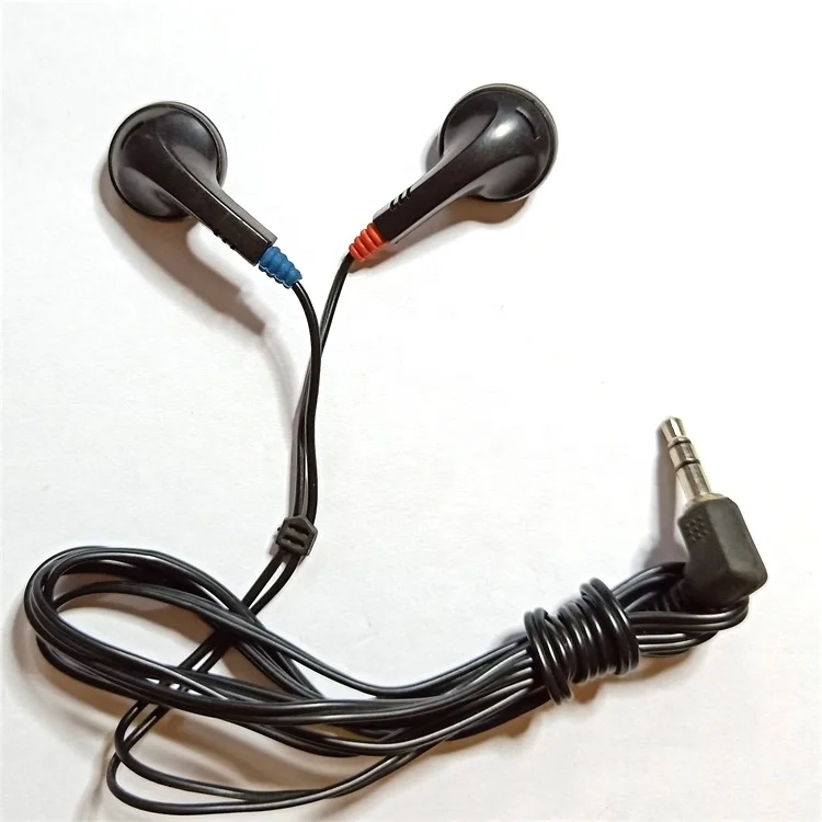 3.5mm connectors cheapest black disposable mono wired earphones in stock for bus or tour guide or train