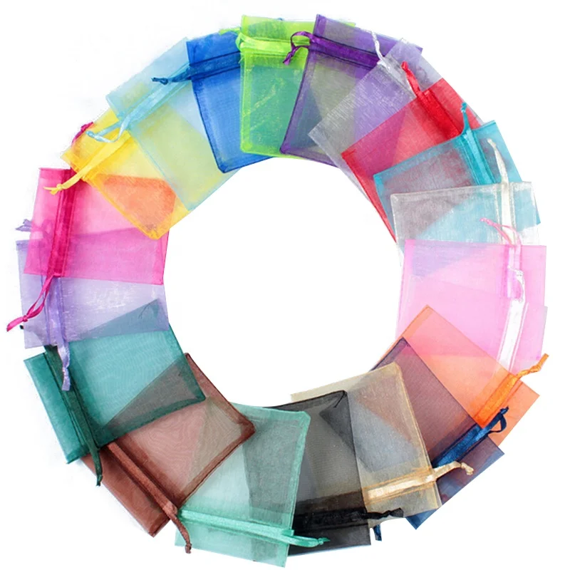 Colorful Reusable  Fashionable Custom Printed Organza Drawstring Gift Bag