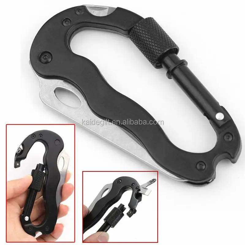 5 в 1 Алюминиевый альпинистский крюк рыболовные снасти мульти карабин с нож Инструменты