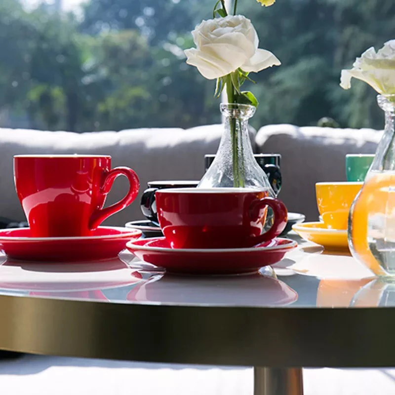 Factory hot selling Classic shape modern dark blue color 80ml espresso coffee  stoneware cup and saucer