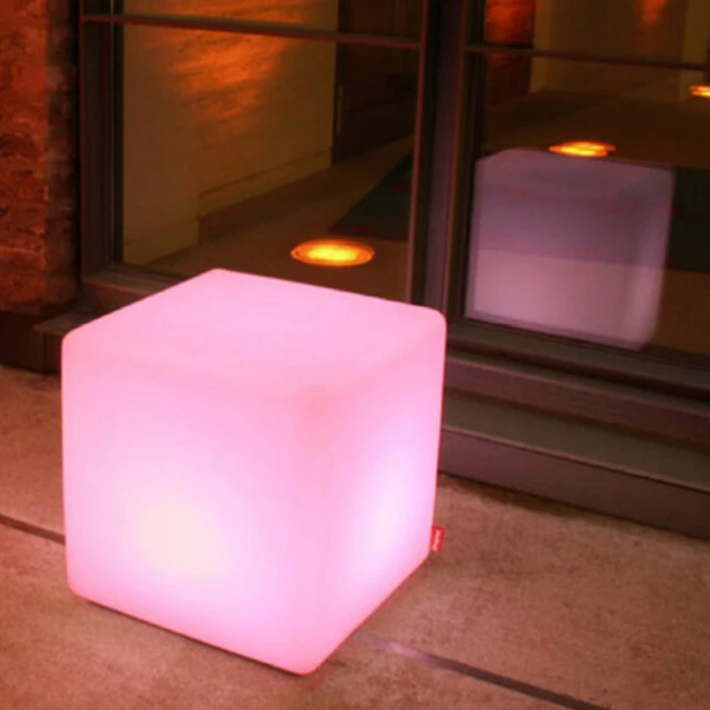 50cm Waterproof outdoor park plastic led glowing cube seat
