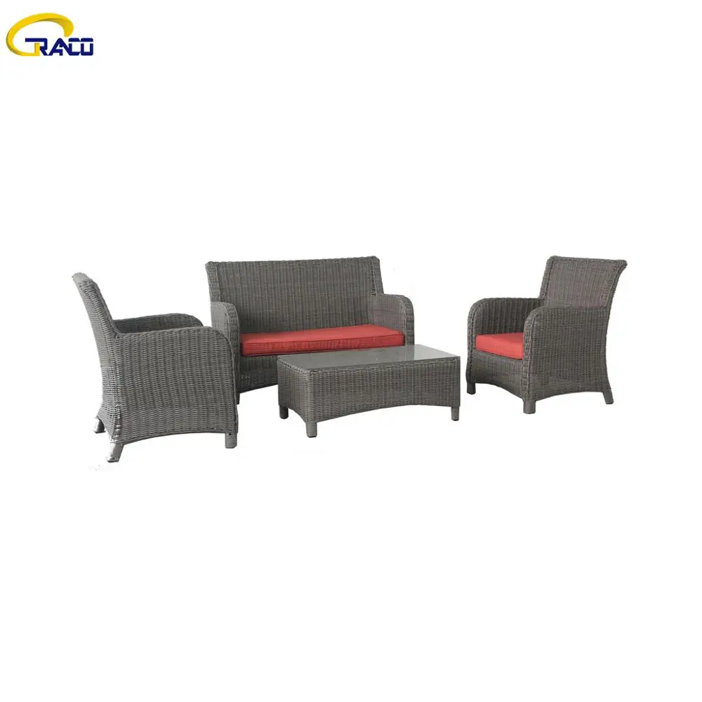 
High end All weather new outdoor PE half round wicker sofa lounge garden set with cushion 