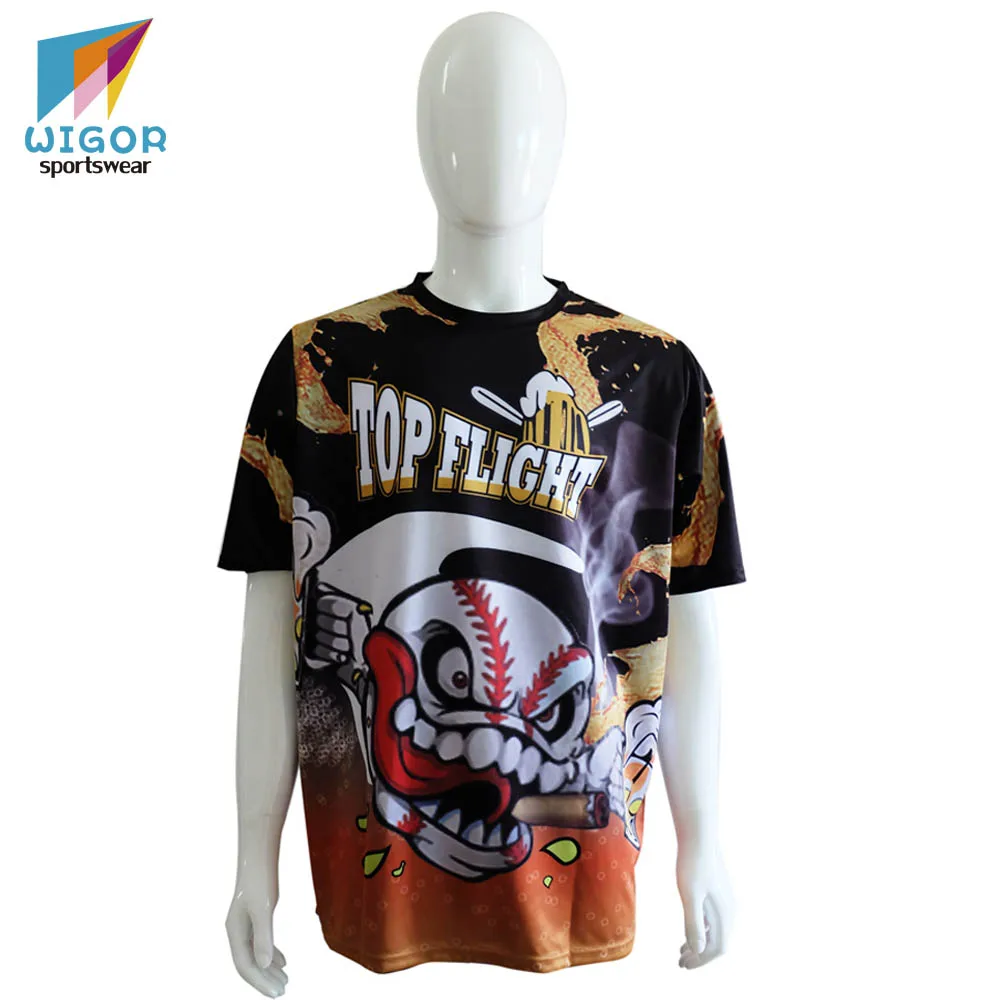 Micro Soft Fiber Sublimation Printing Custom Short Sleeve Softball/Baseball Jersey