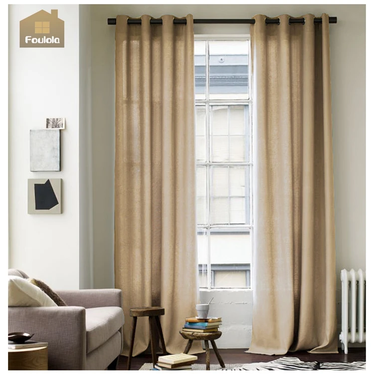 New simple natural linen fabric price per yard golden curtains lining fabric