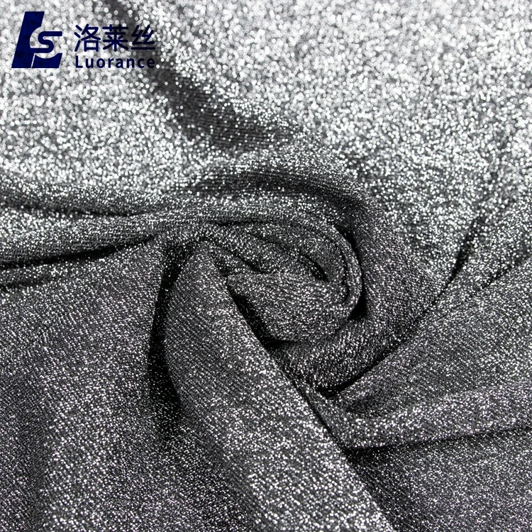 Black wedding decoration silver spandex fabric shiny metallic lurex fabric for garment