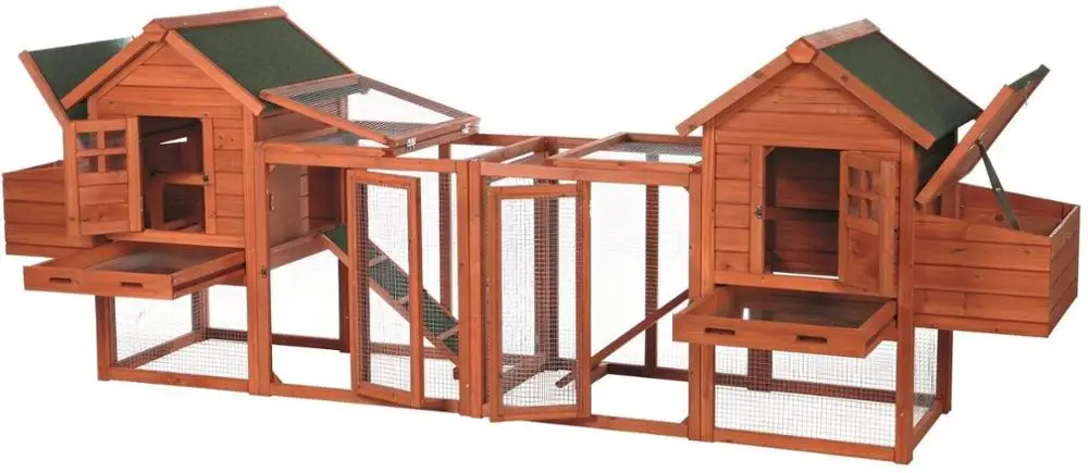 Pet Products Brown Wood Chicken Coop Duplex With Outdoor Run calf hutch