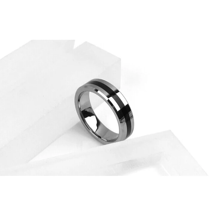 Silver Cambered PK Magic Trick Black Stripe Size 18 19 20mm Magnetic Ring for Christmas Gift